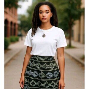 Josephine Chaus Green Argyle A-Line Pleated Skirt 4P Retro Mod Preppy